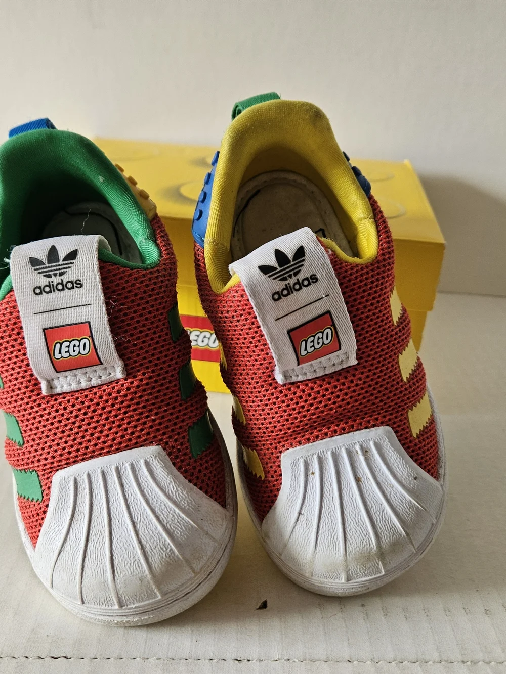 adidas Kids Red Slip-On Sneakers with Green and Yellow Details - Picture 4 of 4